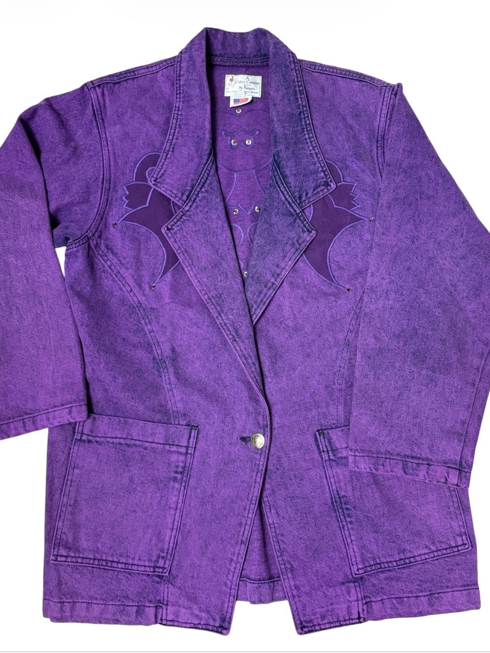 Vintage purple denim jacket by Calico Creation 80's made in the USA